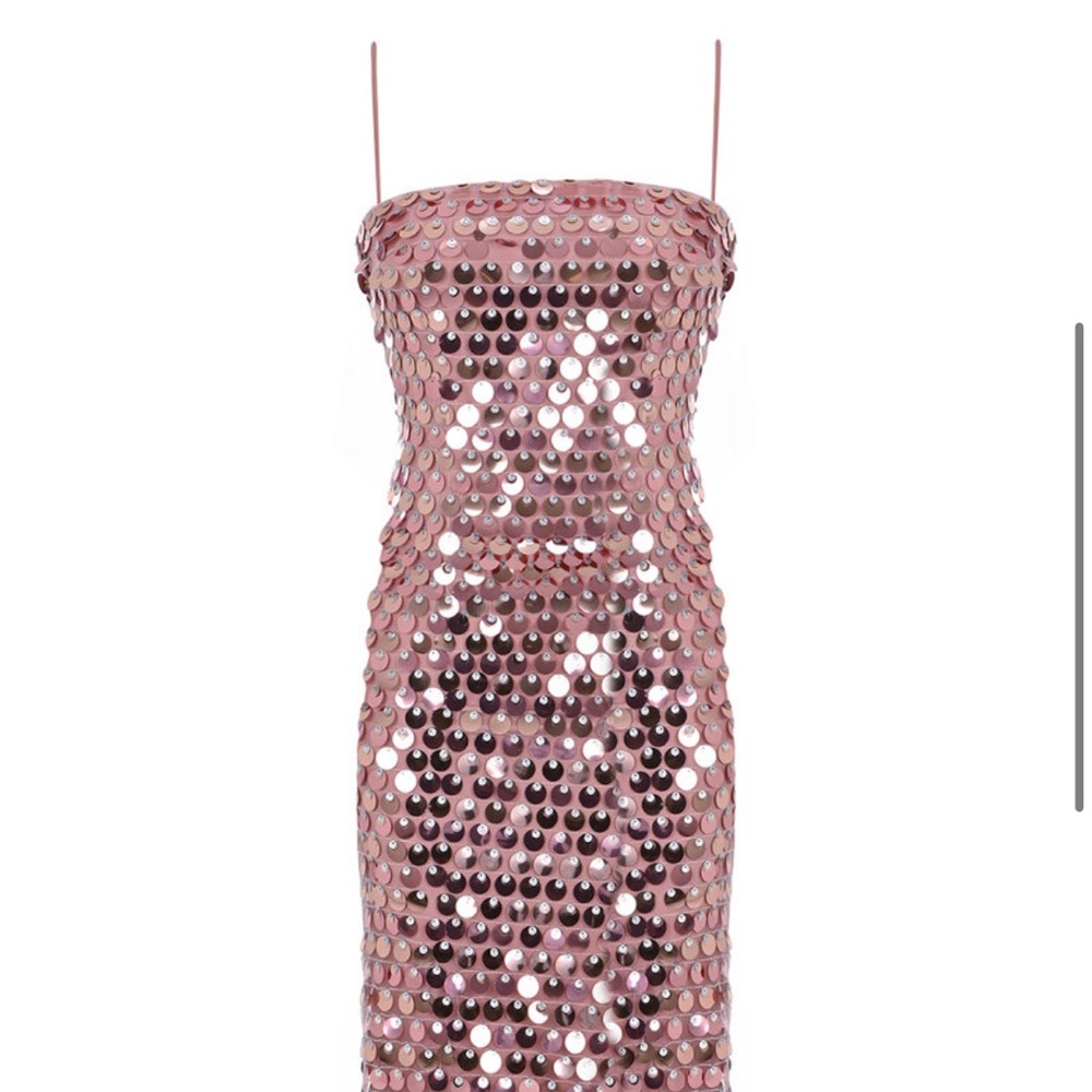 Pink Sequins and Feather Bodycon Dress